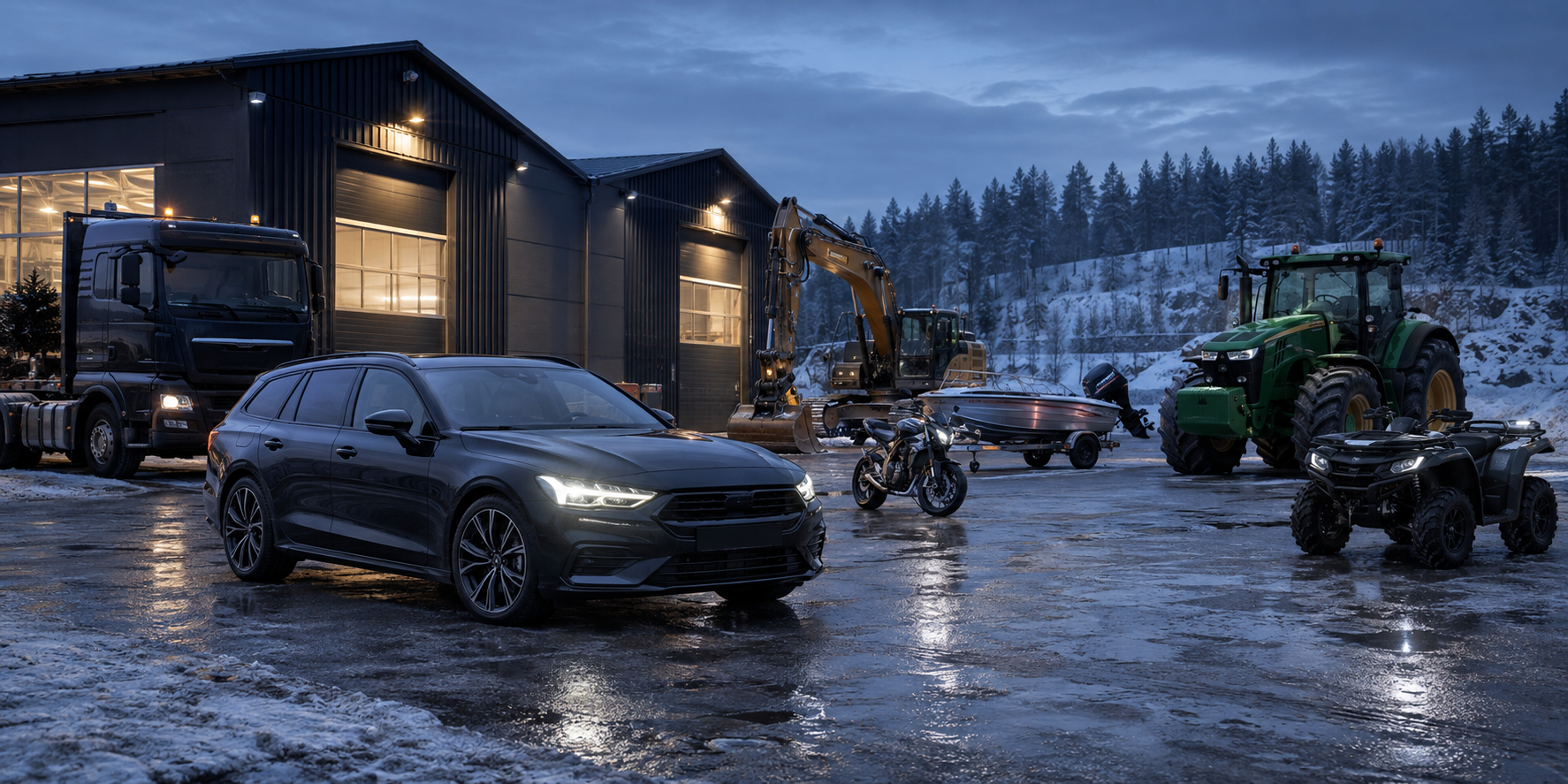 Fordon och maskiner som TNT Motor och Maskin arbetar med